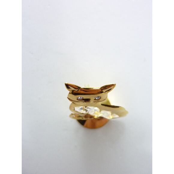 Vintage 24Kt Plated Cat with Austrian Crystals Light Catcher - Picture 2 of 5